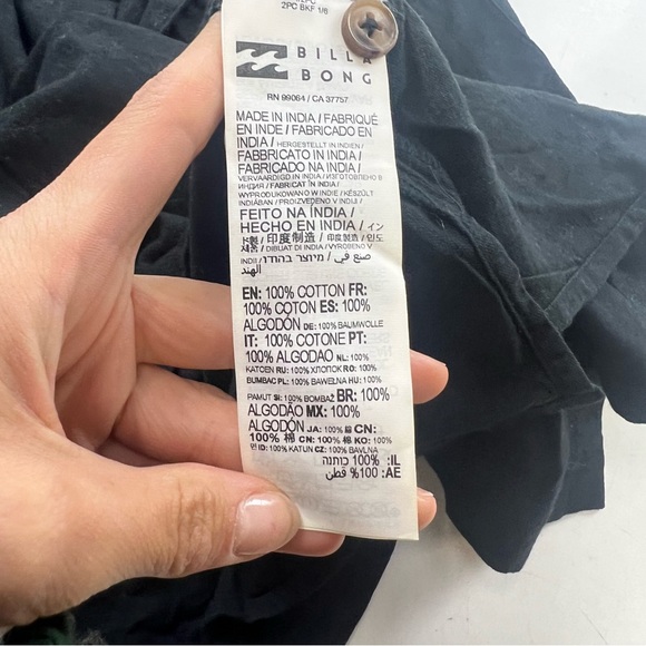 BillaBong women’s black oversized cropped button down shirt S L111-5 - Picture 6 of 6